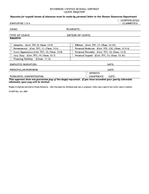 Riverside Unified School District Leave Request