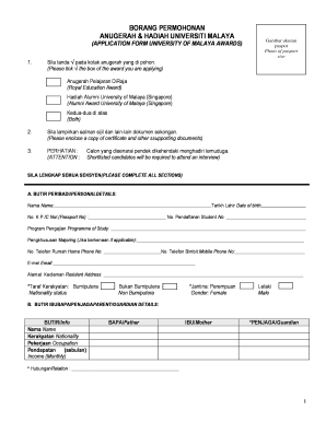 University of Malaya Awards Application Form