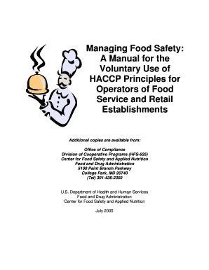 Managing Food Safety A Manual for the Voluntary Use of HACCP - fda