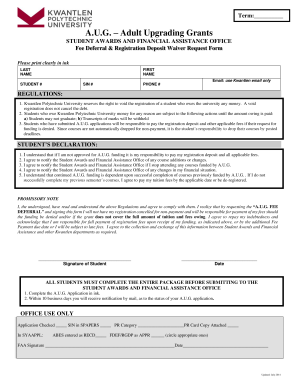 A.U.G. Fee Deferral Request Form