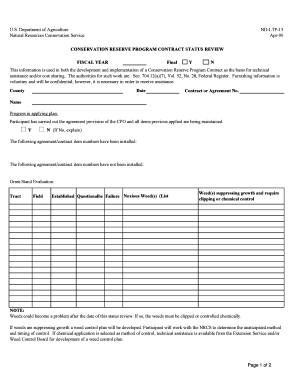Conservation Reserve Program Contract Status Review