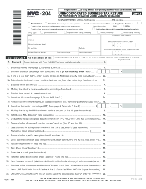 NYC-204 Unincorporated Business Tax Return