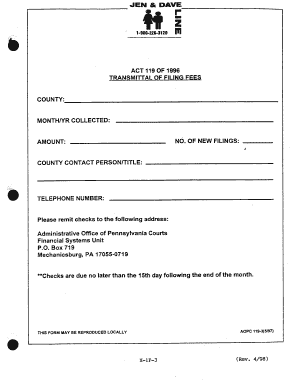 Pennsylvania Filing Fees Transmittal Form