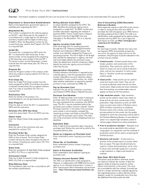 US Government Print Order Form 2511