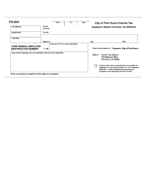 City of Port Huron Income Tax Withholding Form