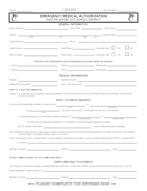 Emergency Medical Authorization Form