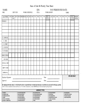 Utah Bi-Weekly Time Sheet