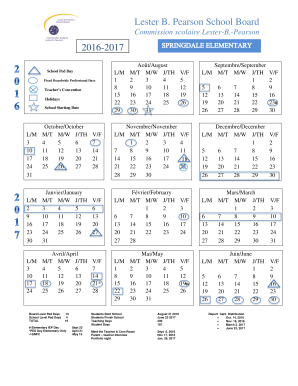 To open 2016-2017 full year calendar - Springdale Elementary