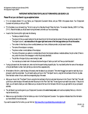 NH Job Search Log Form NHEP223