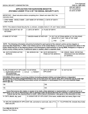 Application for Survivors Benefits