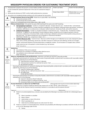 Mississippi Physician Orders for Sustaining Treatment (POST)