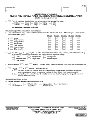 California Dispositional Attachment Form JV-420