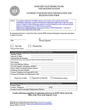 New Jersey Attorney JEFIS Registration Form