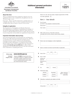 Australian Visa Application Supplementary Form