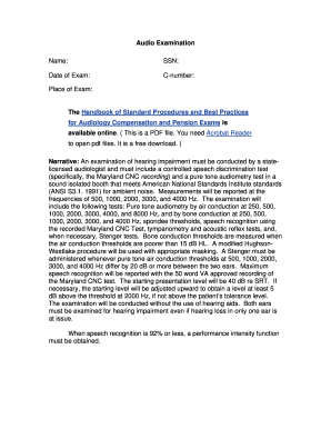Audiology Compensation and Pension Exam Form