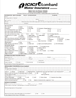 Motor Vehicle Claim Form