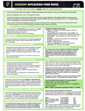 Irish Passport Application Form