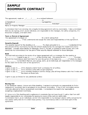 Roommate contract template - SAMPLE ROOMMATE CONTRACT - Off Campus Connections