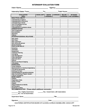 Internship Evaluation Form