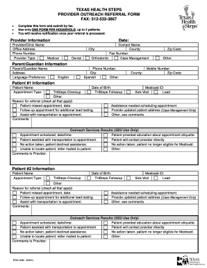 Texas Health Steps Provider Outreach Referral Form