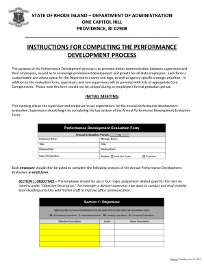 Instructions for completing the Performance Appraisal Form - hr ri