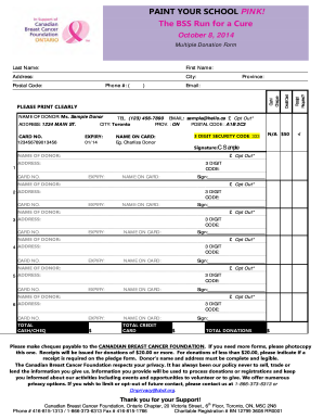 Canadian Breast Cancer Foundation Donation Form