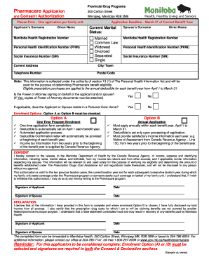 Manitoba Pharmacare Application and Consent