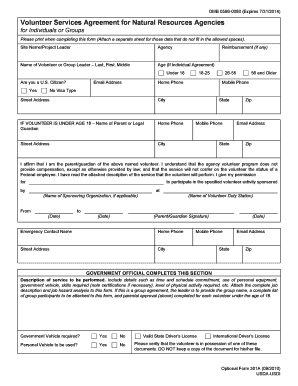 Volunteer Services Agreement for Natural Resources Agencies