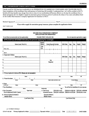 FACT Membership Enrollment and Insurance Application
