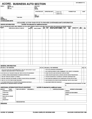 Business Auto Insurance Application Form