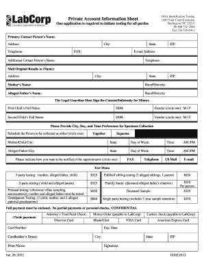 DNA Identification Testing Application Form