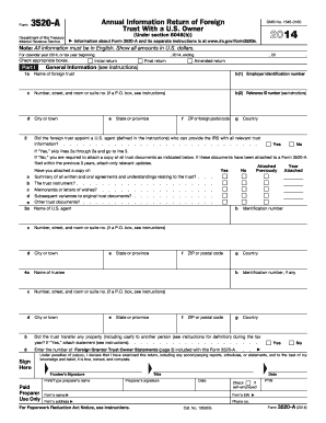 Form 3520-A Annual Information Return of Foreign Trust