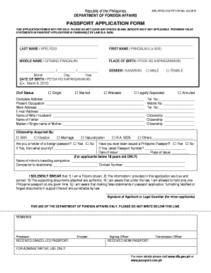 Philippines Passport Application Form