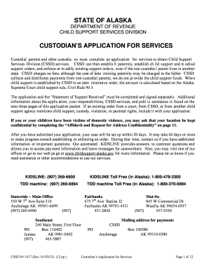 Alaska Custodian’s Application for Services