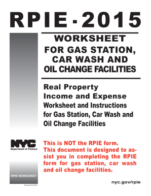 NYC Gas Station Car Wash Oil Change RPIE Worksheet