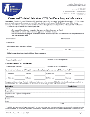 CTE Certificate Program Information Form