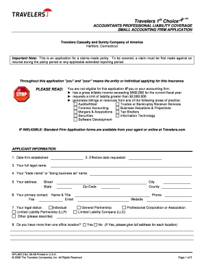 Small Accounting Firm Professional Liability Application