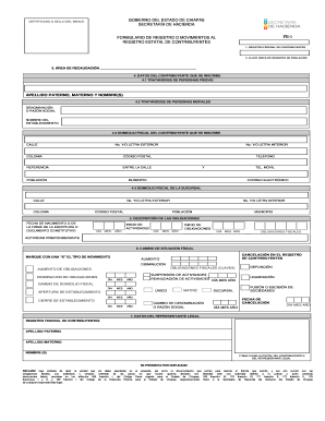 Formulario de Registro o Movimientos al FR-1