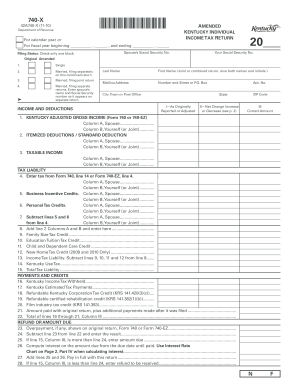 Kentucky Individual Income Tax Return Amended Form 740-X