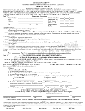 Effingham County Senior Citizen Homestead Exemption Application
