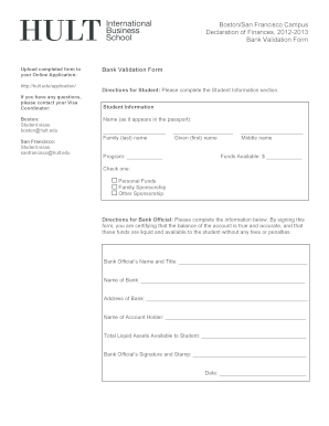 Hult Bank Validation Form