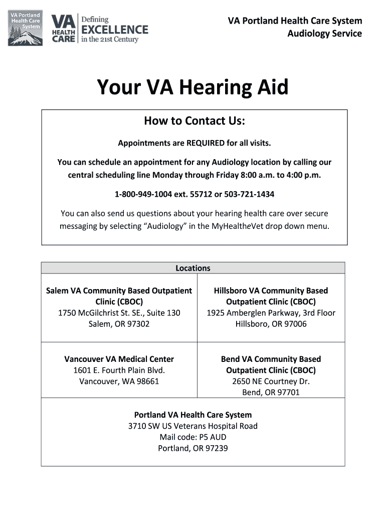 Fillable Online portland va Your VA Hearing Aid VA Portland Health