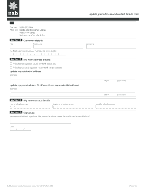 NAB Credit Card Address Update Form