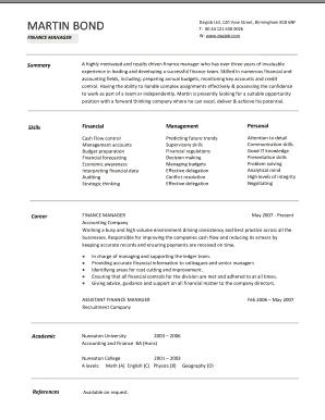 finance manager cv pdf