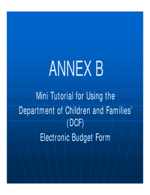 Department of Children and Families Electronic Budget Form