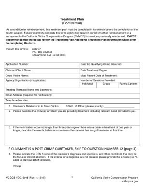 California Victim Compensation Treatment Plan