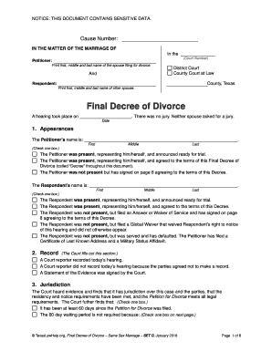 Final Decree of Divorce