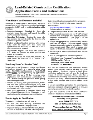 California Lead-Related Construction Certification Application