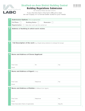UK Building Regulations Submission Form