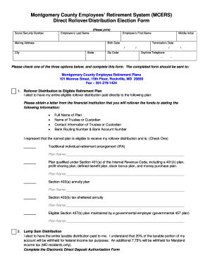 Montgomery County Employees’ Retirement System Rollover/Distribution Election Form